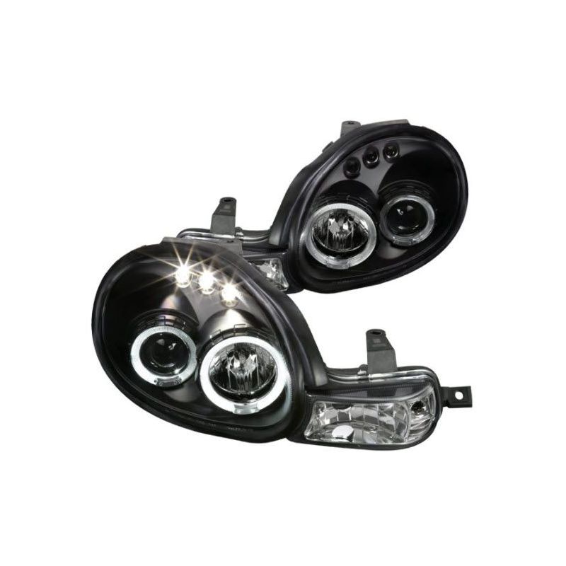 HEADLIGHTS HEAD LAMPS BLACK LED DODGE NEON 00-02