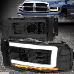 SMOKED SEQUENTIAL TURN SIGNAL PROJECTOR HEADLIGHTS DODGE RAM 1500 02-05